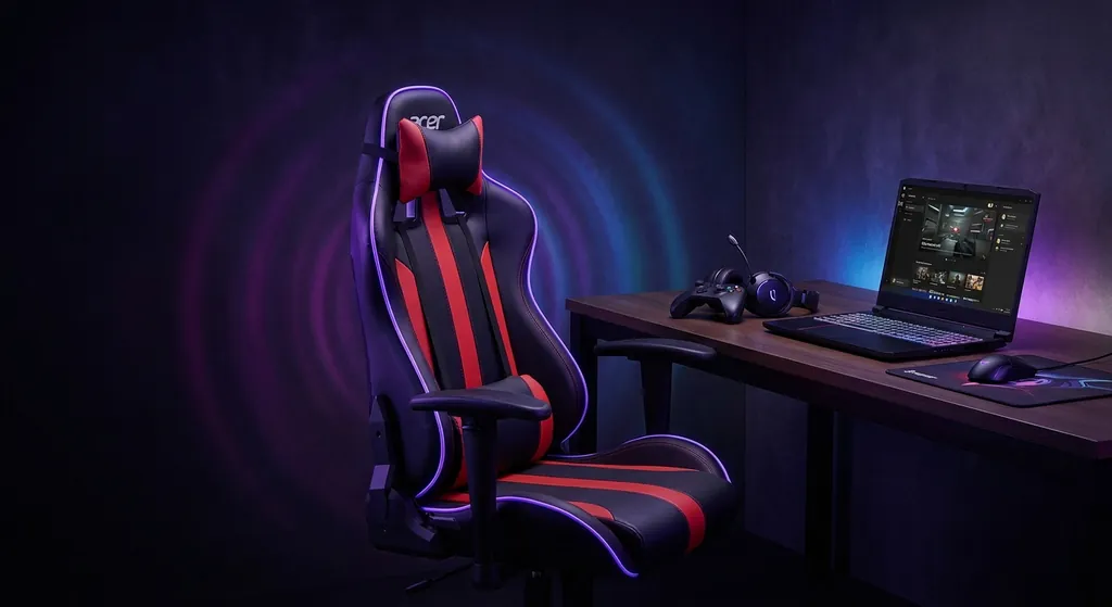 Acer Nitro Gaming Chair LK-8103N dengan desain ergonomik dan sandaran belakang hitam
