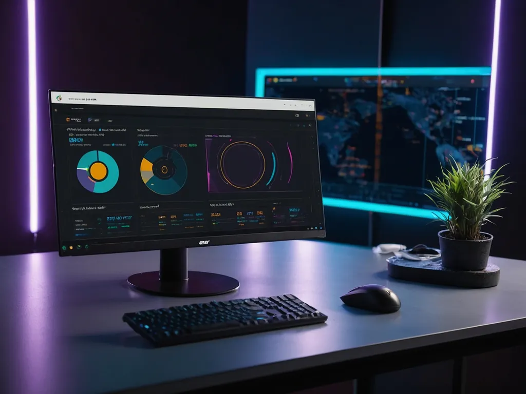 Koleksi monitor Acer Nitro dengan pelbagai saiz dan refresh rate di atas meja gaming
