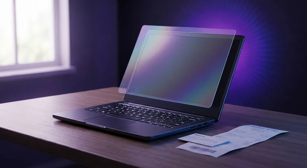 Seorang pengguna memeriksa dokumen waranti Asus laptop dengan jaminan perlindungan