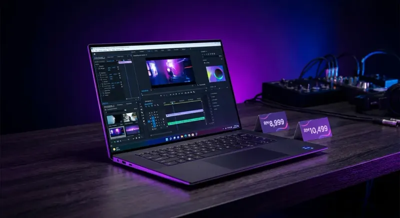 Dell Xps 15 laptop premium dengan skrin 15.6 inci di meja kerja profesional Malaysia
