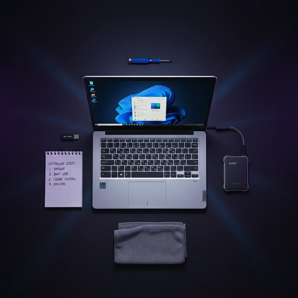 Proses format laptop Windows 11 dengan langkah-langkah instalasi bersih dan reset PC