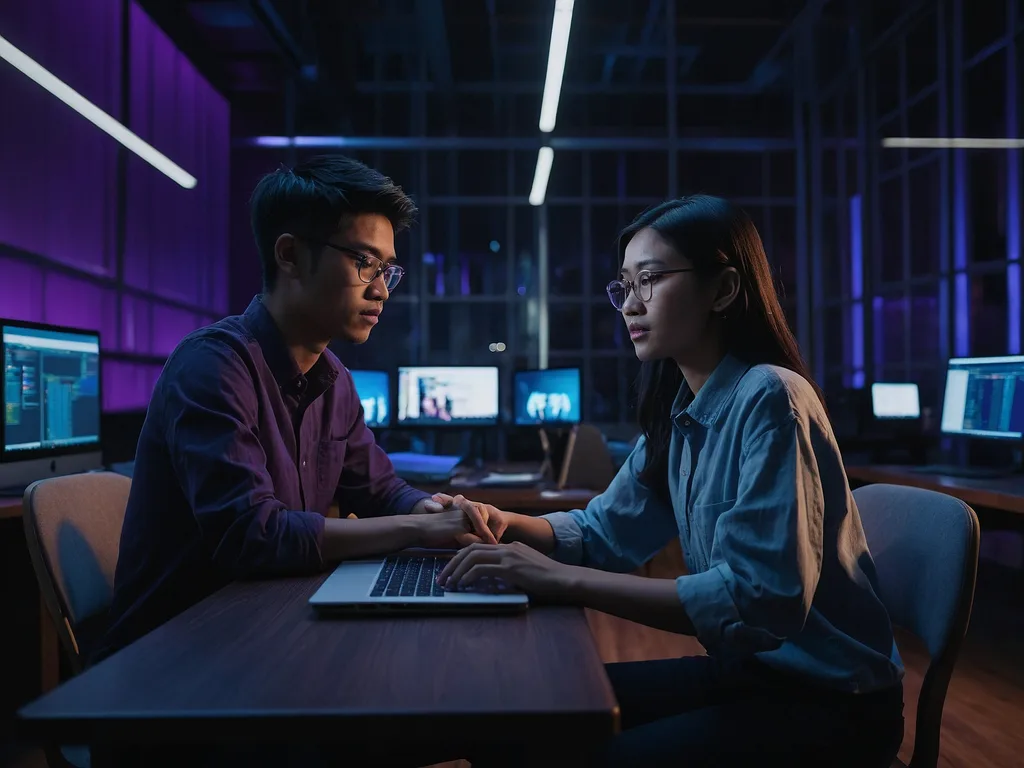 Pelajar dan profesional Malaysia duduk dekat masing-masing dengan laptop berbeza performance tier