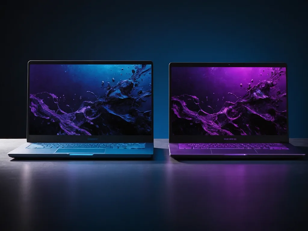 Dua laptop bersebelahan menunjukkan perbezaan saiz 14 inch dan 15.6 inch dengan pita pengukur, panduan perbandingan 2026