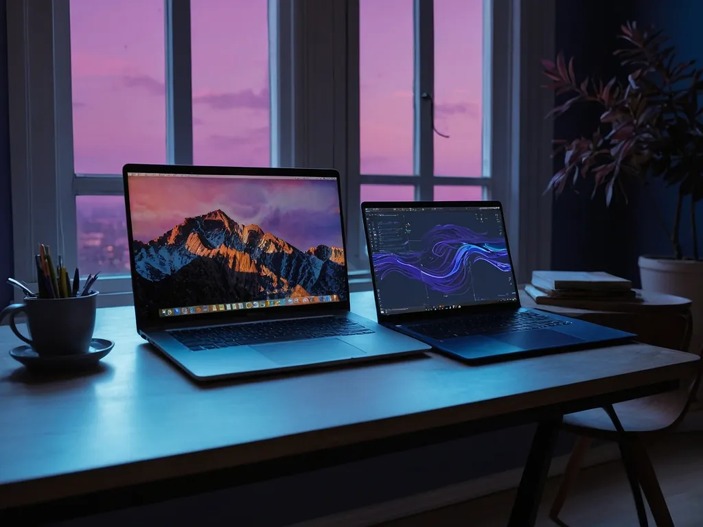 Pelbagai model laptop kerja rumah dengan spesifikasi berbeza di atas meja