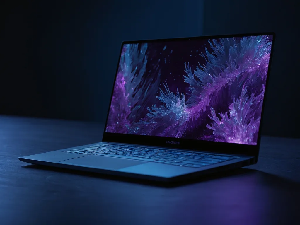 Laptop dengan skrin freeze dan cursor tidak bergerak, simbol frustrasi pengguna