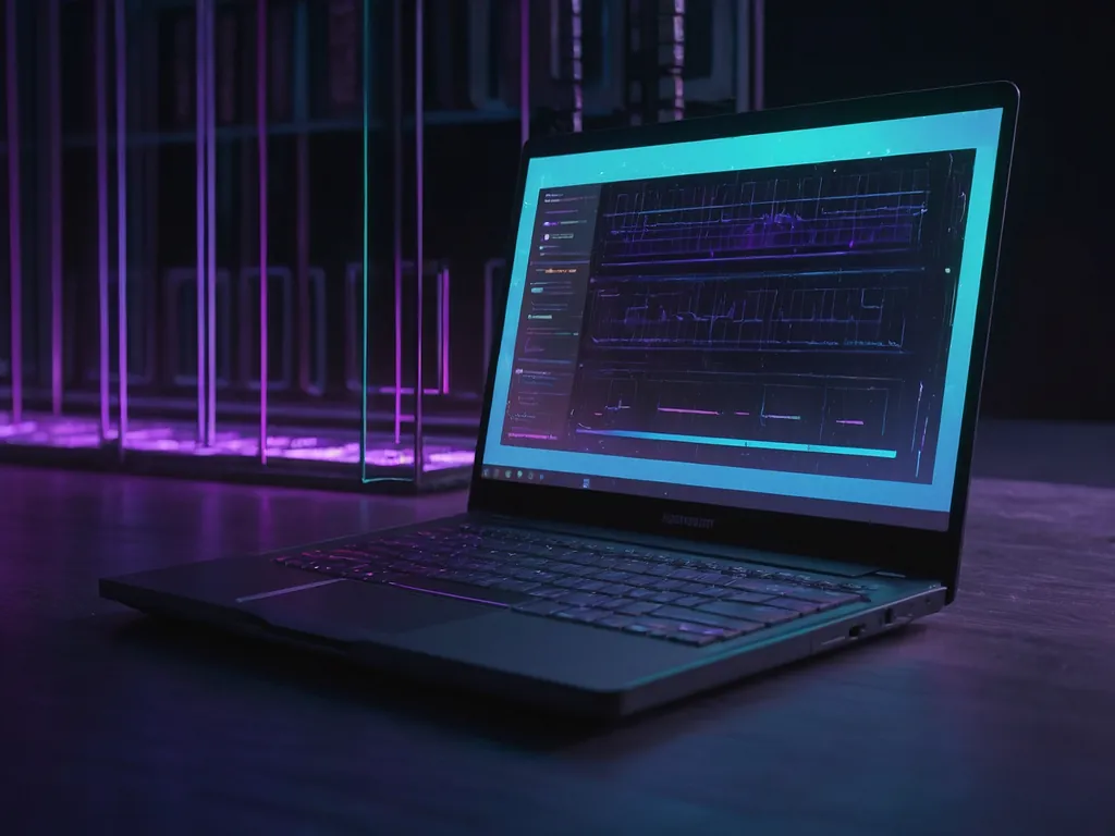 Spesifikasi teknikal laptop premium dengan pemproses, RAM, dan GPU yang ditunjukkan