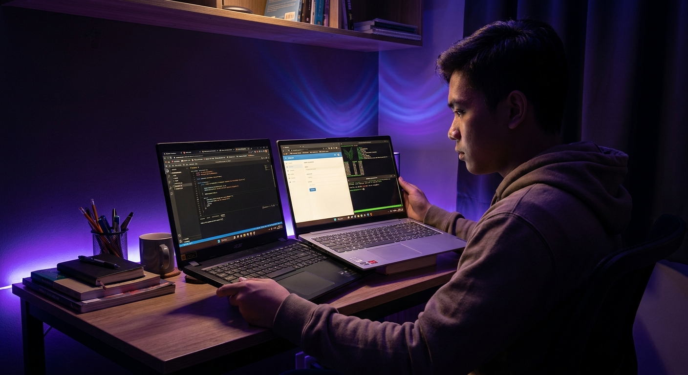 Laptop untuk kursus IT dengan spesifikasi tinggi untuk coding dan development di Malaysia