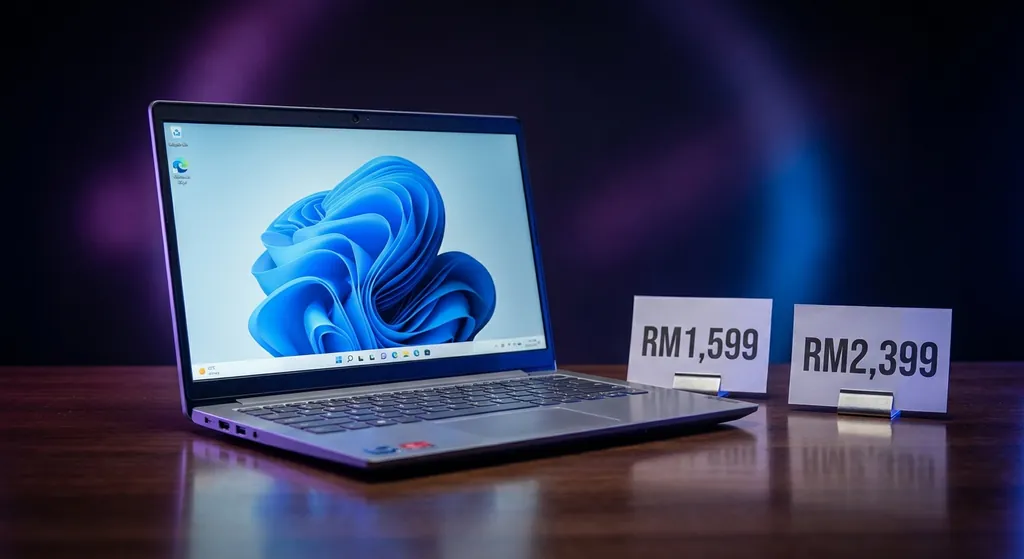 Lenovo Ideapad Slim 3 laptop displayed on desk showing 15.3-inch screen with Windows 11 interface