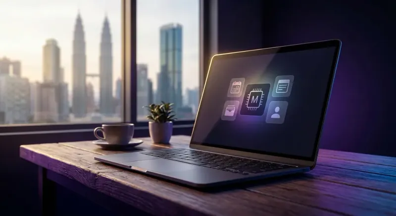 MacBook Air M5 2026 model with M5 chip displayed on sleek silver aluminum design