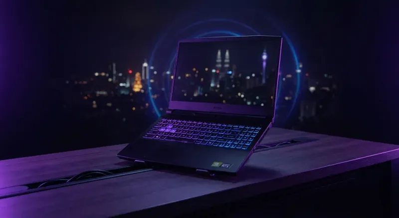 MSI Katana Gaming laptop dengan layar QHD 165Hz dan keyboard RGB gaming