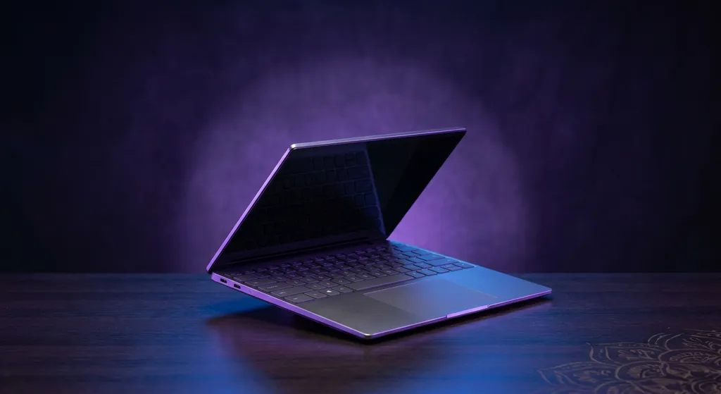 Dell Xps 13 laptop dengan layar FHD dan prosesor Intel generasi terbaru ditampilkan dari sudut 45 derajat