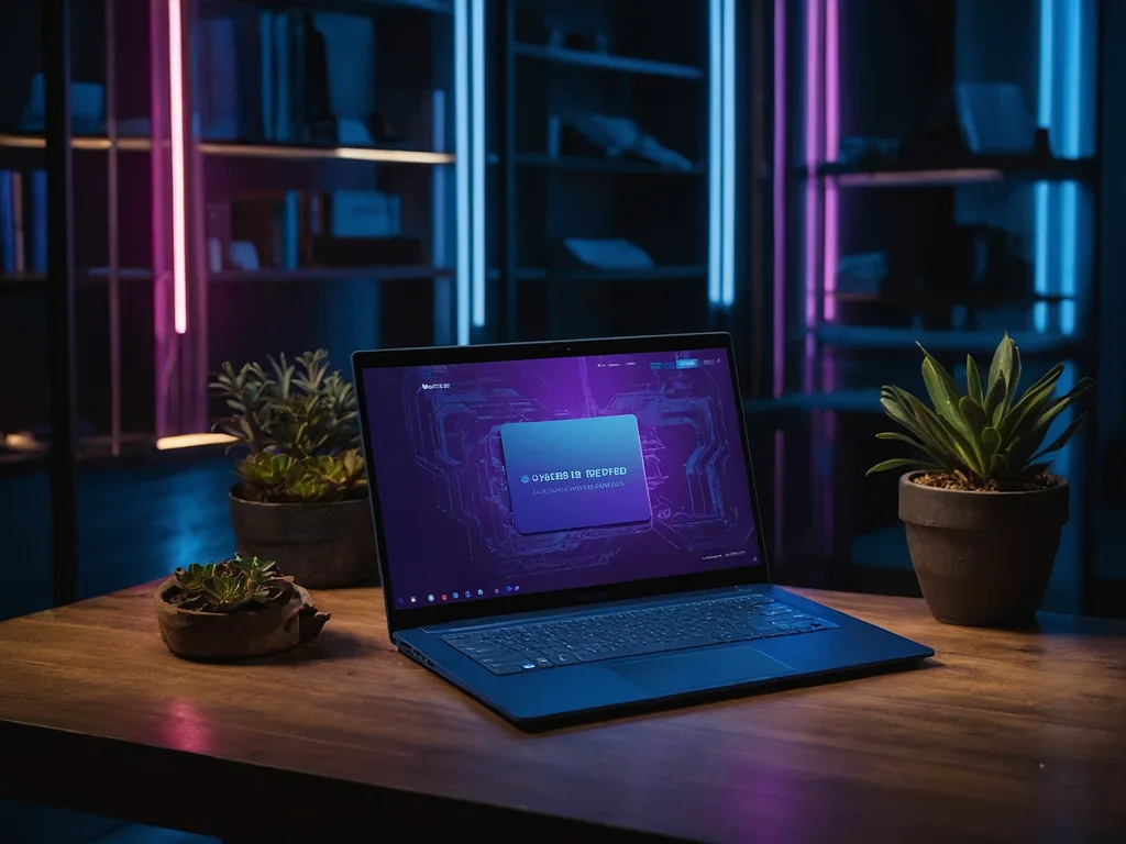 Penjual dipercayai menyerahkan laptop refurbished dengan resit dan kad waranti, suasana profesional