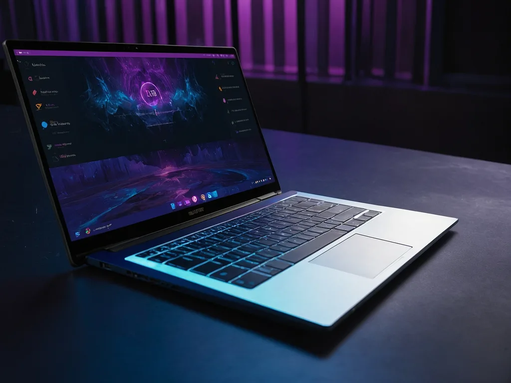 Laptop touchscreen moden dalam mod tent dengan jari menyentuh paparan, panduan pembelian Malaysia 2026