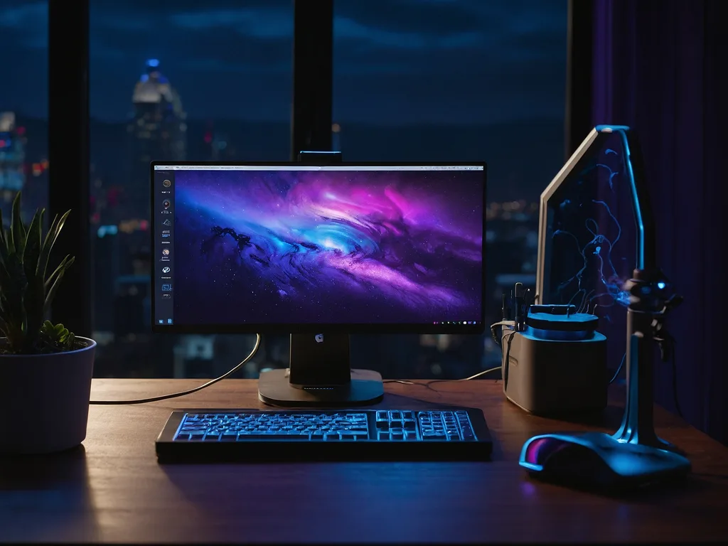 Thunderbolt docking station dengan dual monitor dan aksesori WFH Malaysia